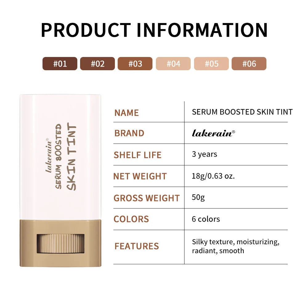 Lakerain Beauty Balm Serum Boosted Skin Tint, Weightless, Breathable, Second-Skin Feel, Solid Tinted Moisturizing Serum Makeup